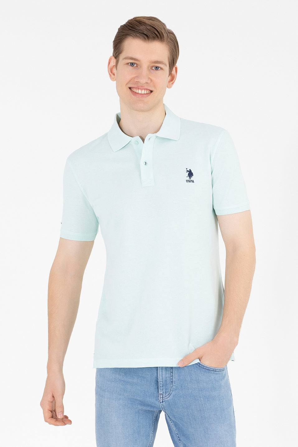 Pale Blue Short Sleeve Polo Shirt