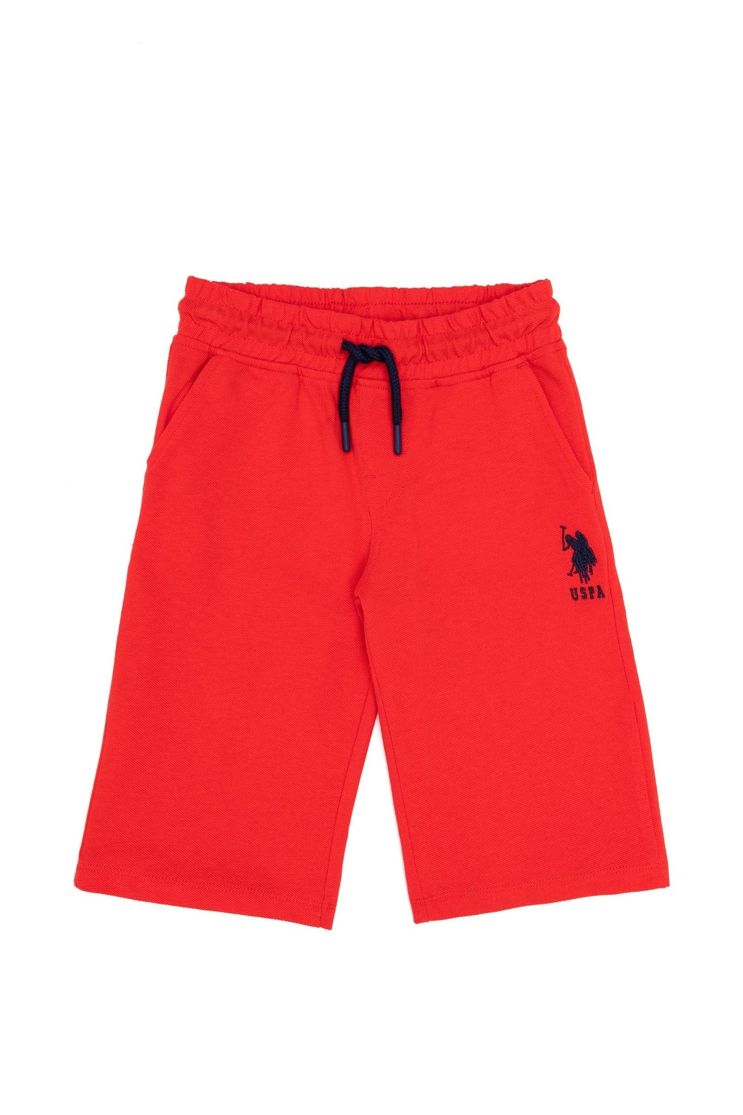 Red Knitted Shorts With Black Drawstrings - BEVAVA