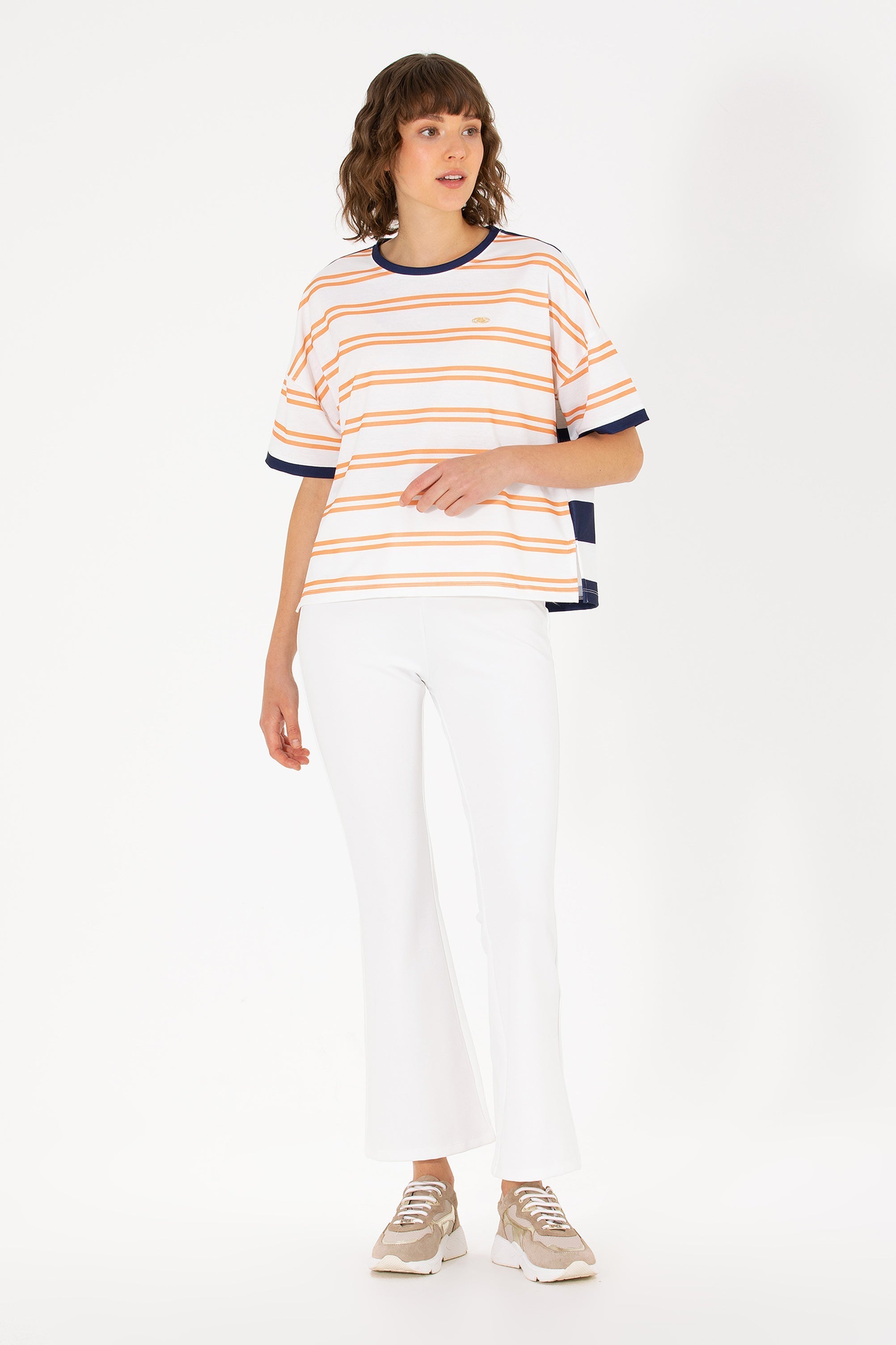 Striped Over-Sized Short Sleeve T-Shirt - BEVAVA