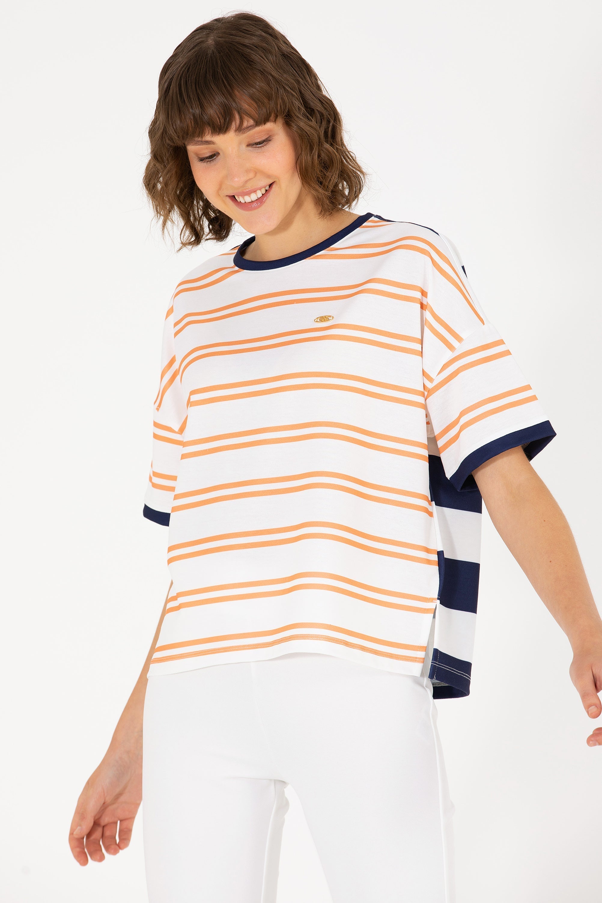 Striped Over-Sized Short Sleeve T-Shirt - BEVAVA