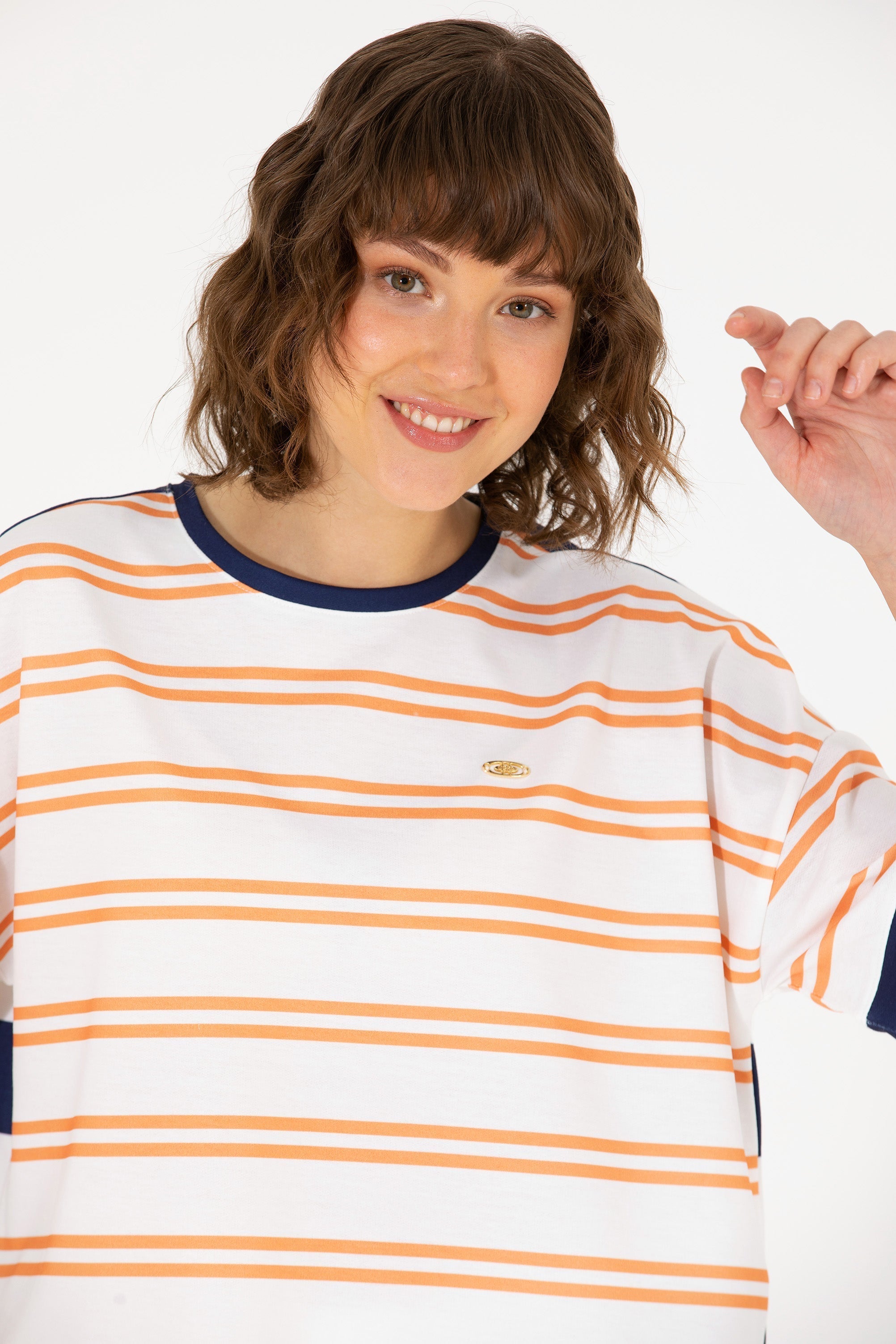 Striped Over-Sized Short Sleeve T-Shirt - BEVAVA