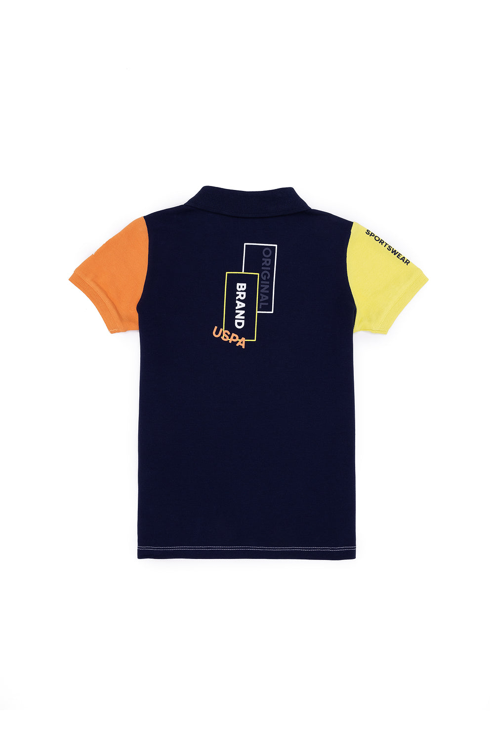 White Short Sleeve Multi-Color Polo Shirt