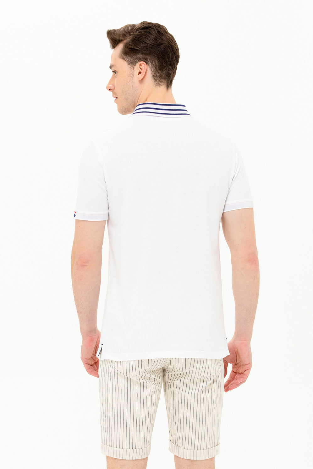 White Short Sleeve Polo Shirt - BEVAVA