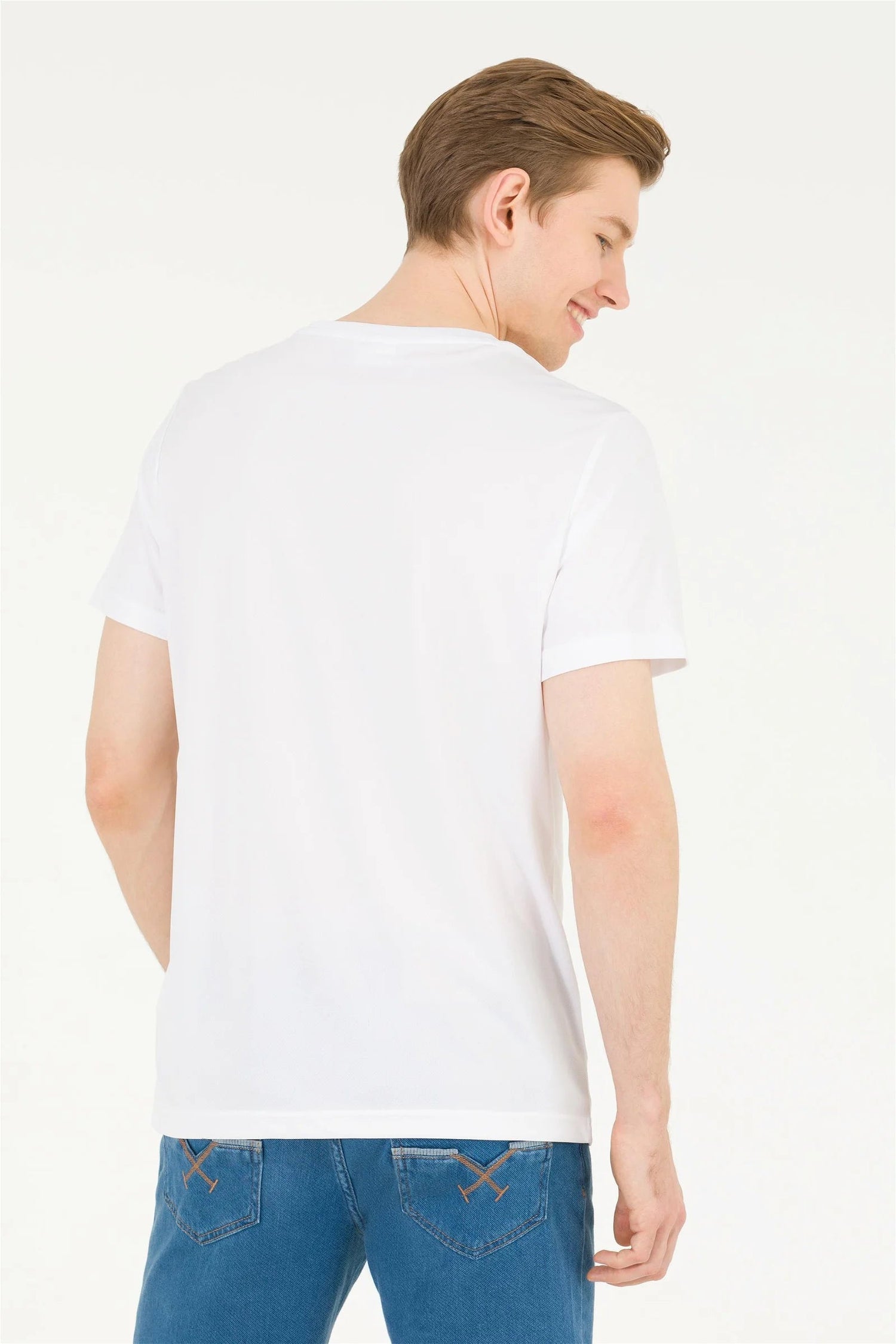 White Short Sleeve Round Neck T-Shirt - BEVAVA