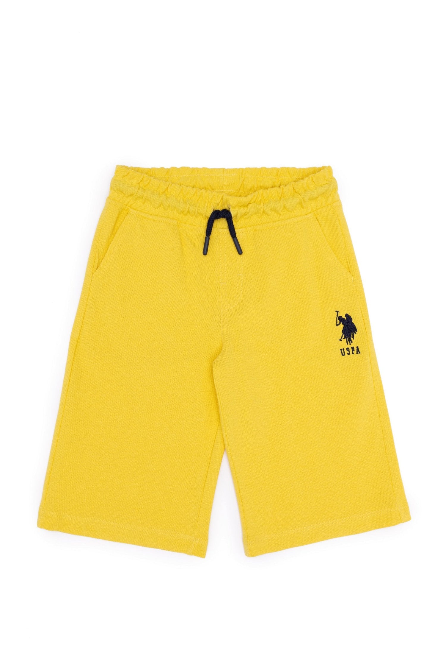 Yellow Knitted Shorts With Black Drawstrings - BEVAVA