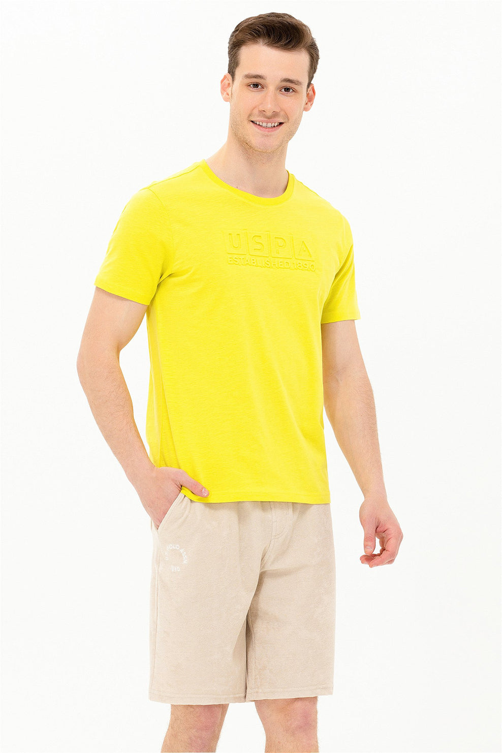 Yellow Round Neck Short Sleeve T-Shirt - BEVAVA