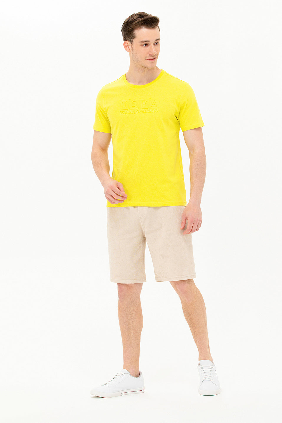 Yellow Round Neck Short Sleeve T-Shirt - BEVAVA
