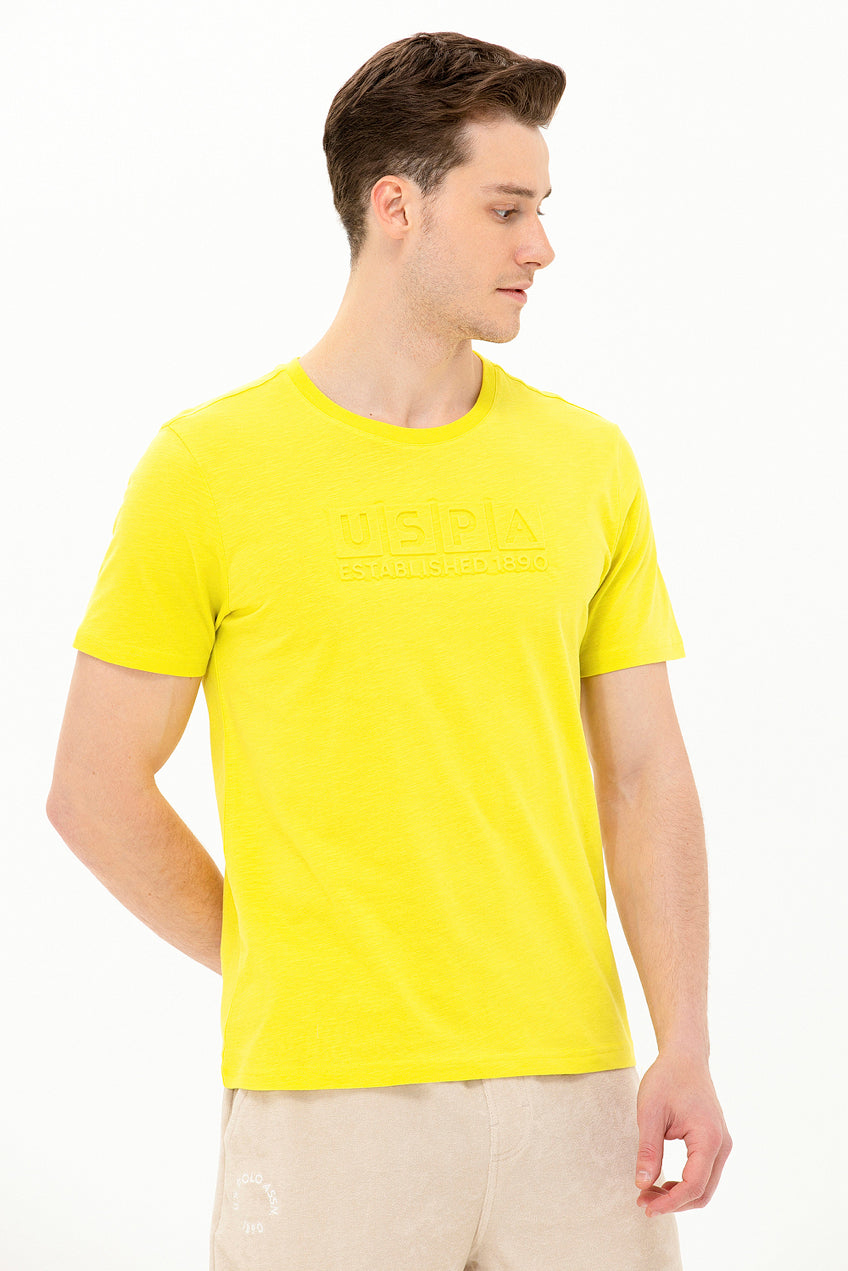 Yellow Round Neck Short Sleeve T-Shirt - BEVAVA