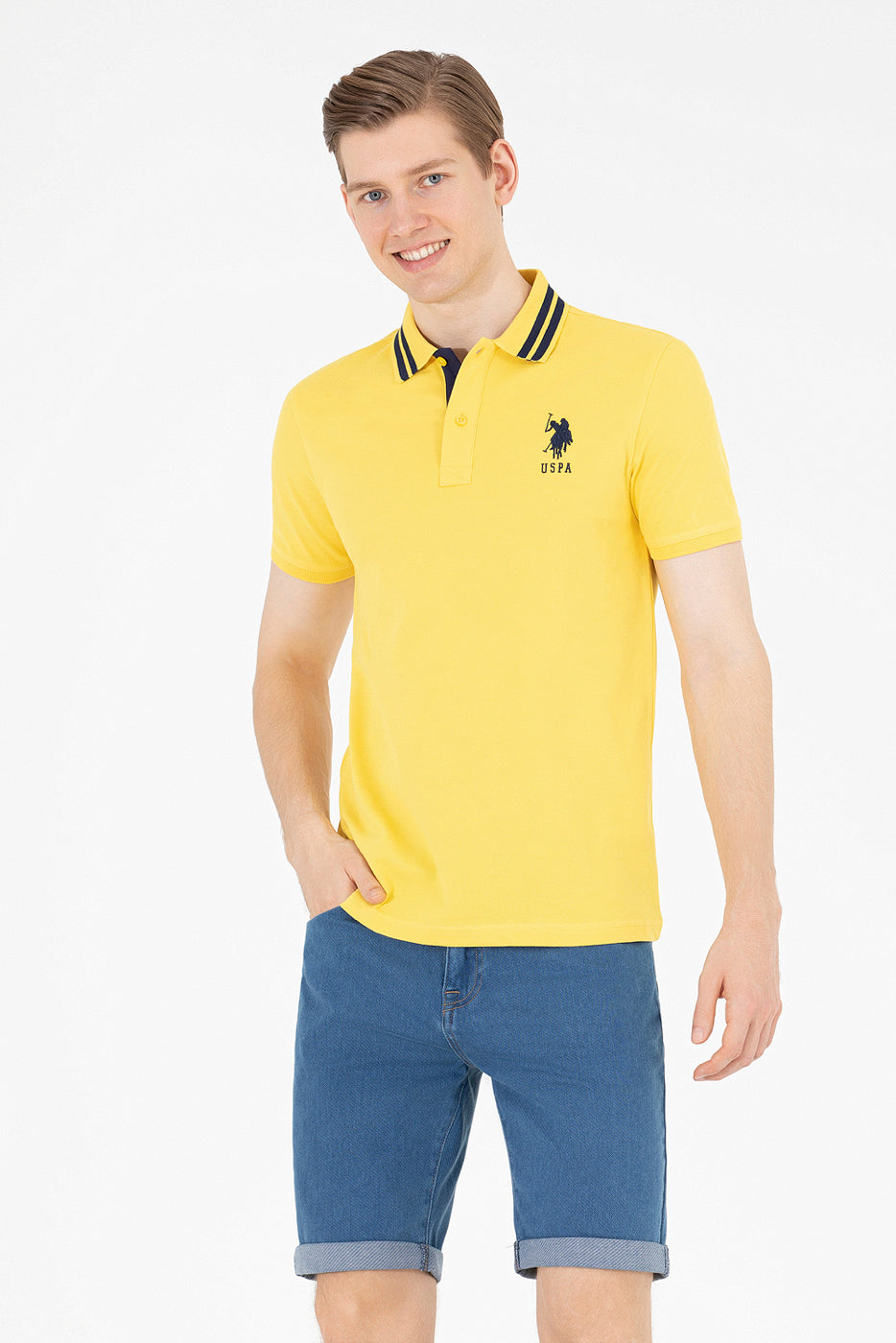 Yellow Short Sleeve Polo Shirt - BEVAVA