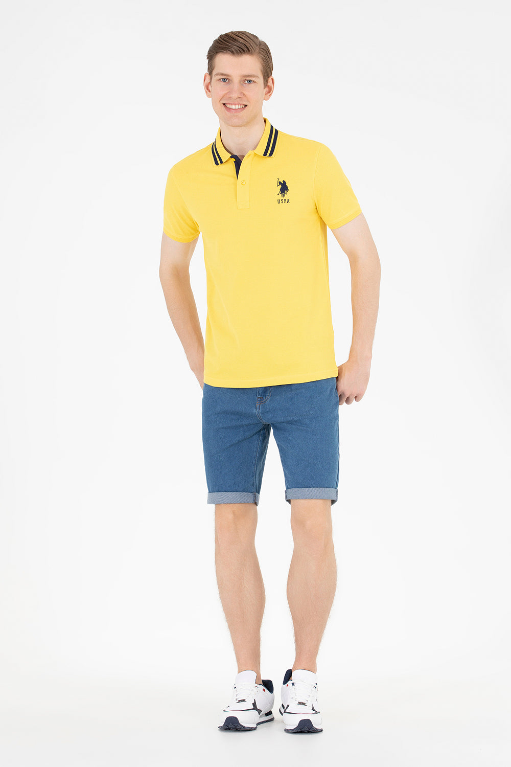 Yellow Short Sleeve Polo Shirt - BEVAVA