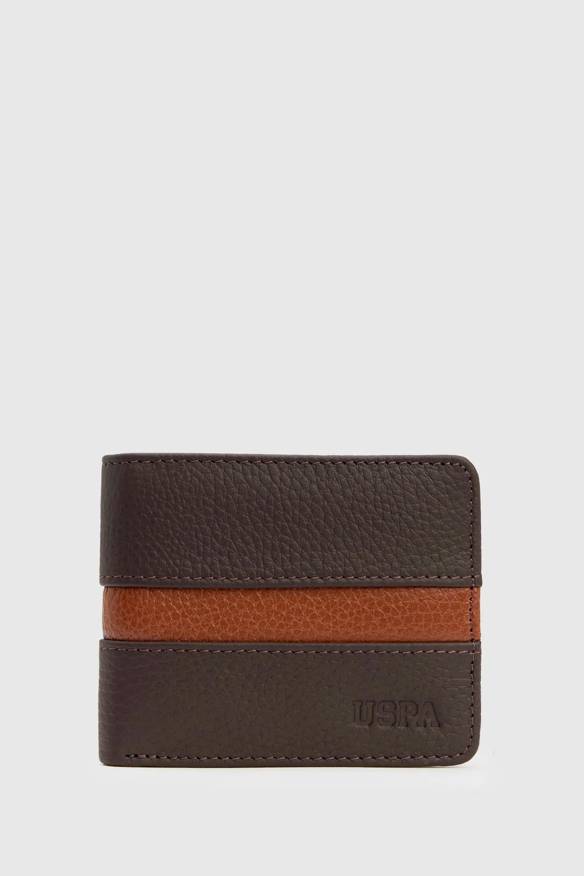 U.S. Polo Assn. Brown Men Brown Colour Block Leather Bifold Wallet SKU: A081SZ0CD0 PU-16898_VR029 Image 01