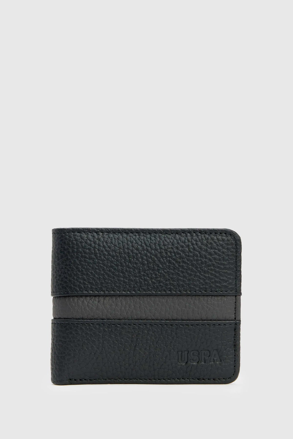 U.S. Polo Assn. Black Men Black Striped Leather Bifold Wallet SKU: A081SZ0CD0 PU-16898_VR046 Image 01