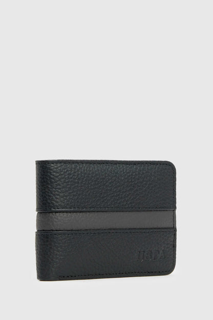 U.S. Polo Assn. Black Men Black Striped Leather Bifold Wallet SKU: A081SZ0CD0 PU-16898_VR046 Image 02