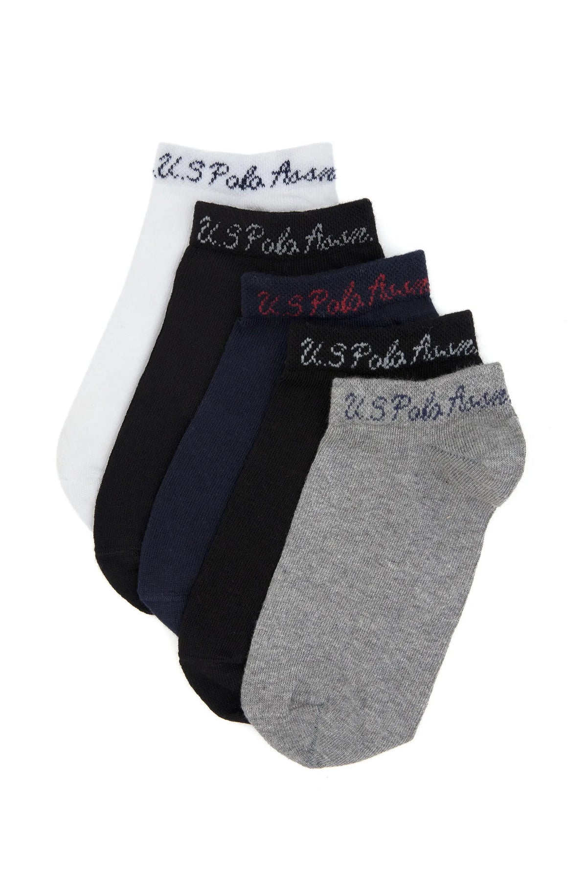 U.S. Polo Assn. White Women White Assorted 5 Pack Ankle Socks SKU: A082SZ013P02 CORA-5-SK25_VR013 Image 01