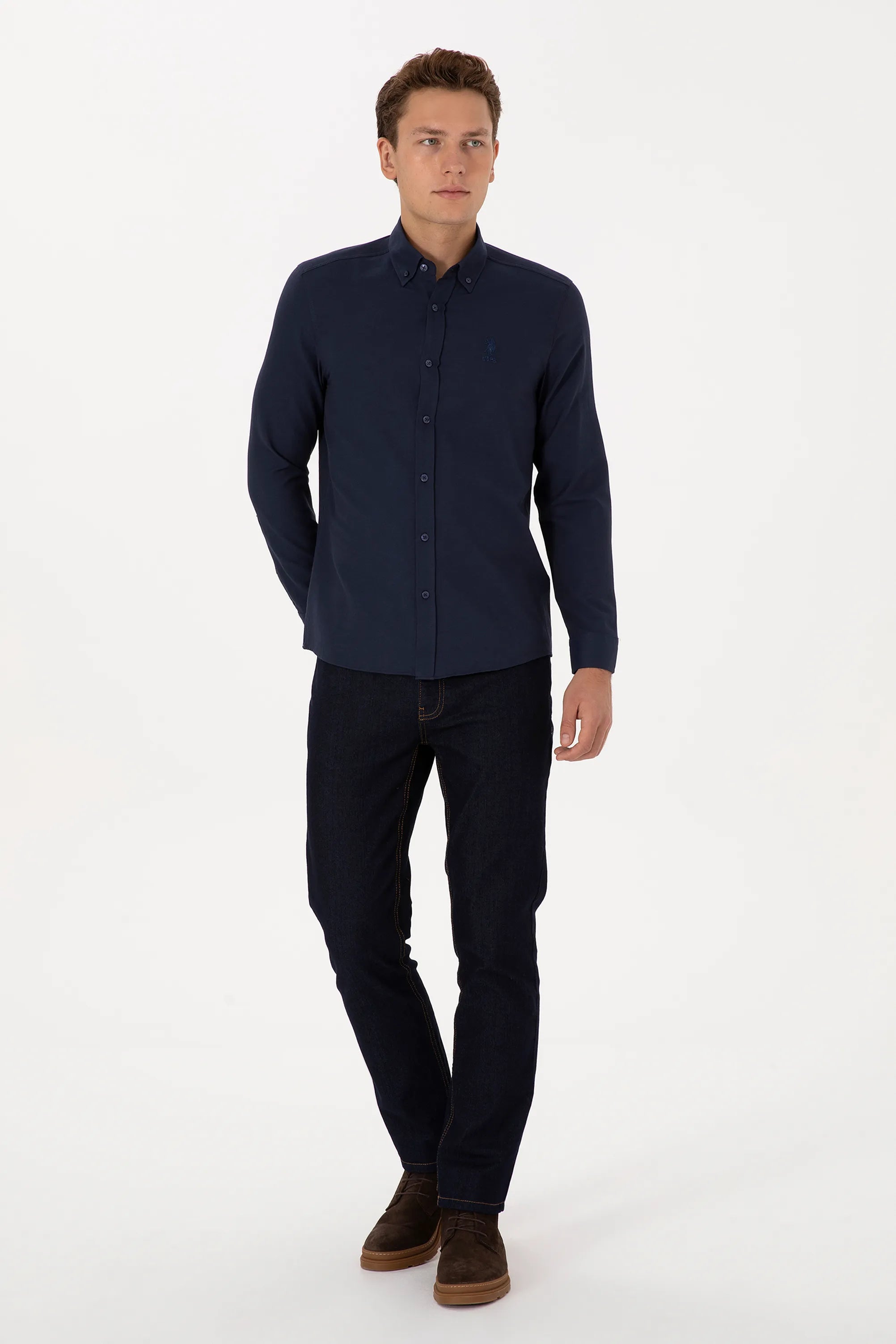 U.S. Polo Assn. Navy Men Navy Long Sleeve Shirt SKU: G081GL0040 2083841_VR033 Image 04