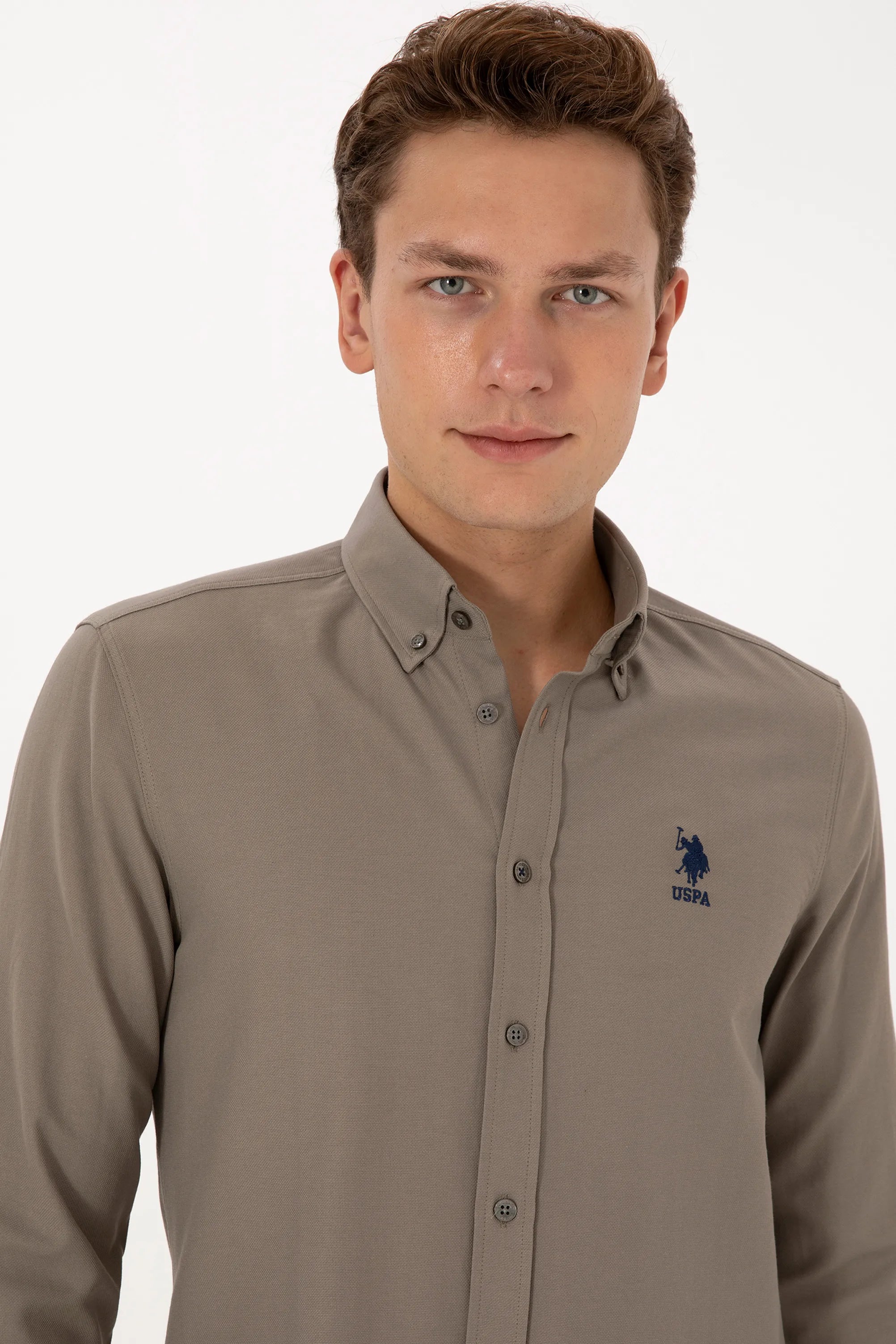 U.S. Polo Assn. Grey Men Vison Shirt Long Sleeve SKU: G081GL0040 2083841_VR052 Image 02