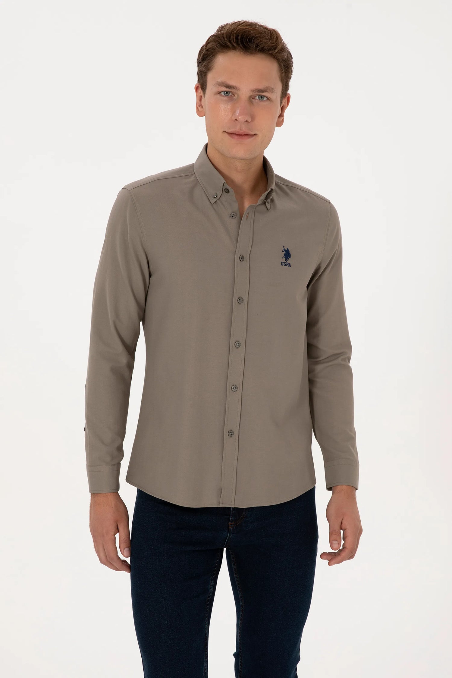 U.S. Polo Assn. Grey Men Vison Shirt Long Sleeve SKU: G081GL0040 2083841_VR052 Image 03