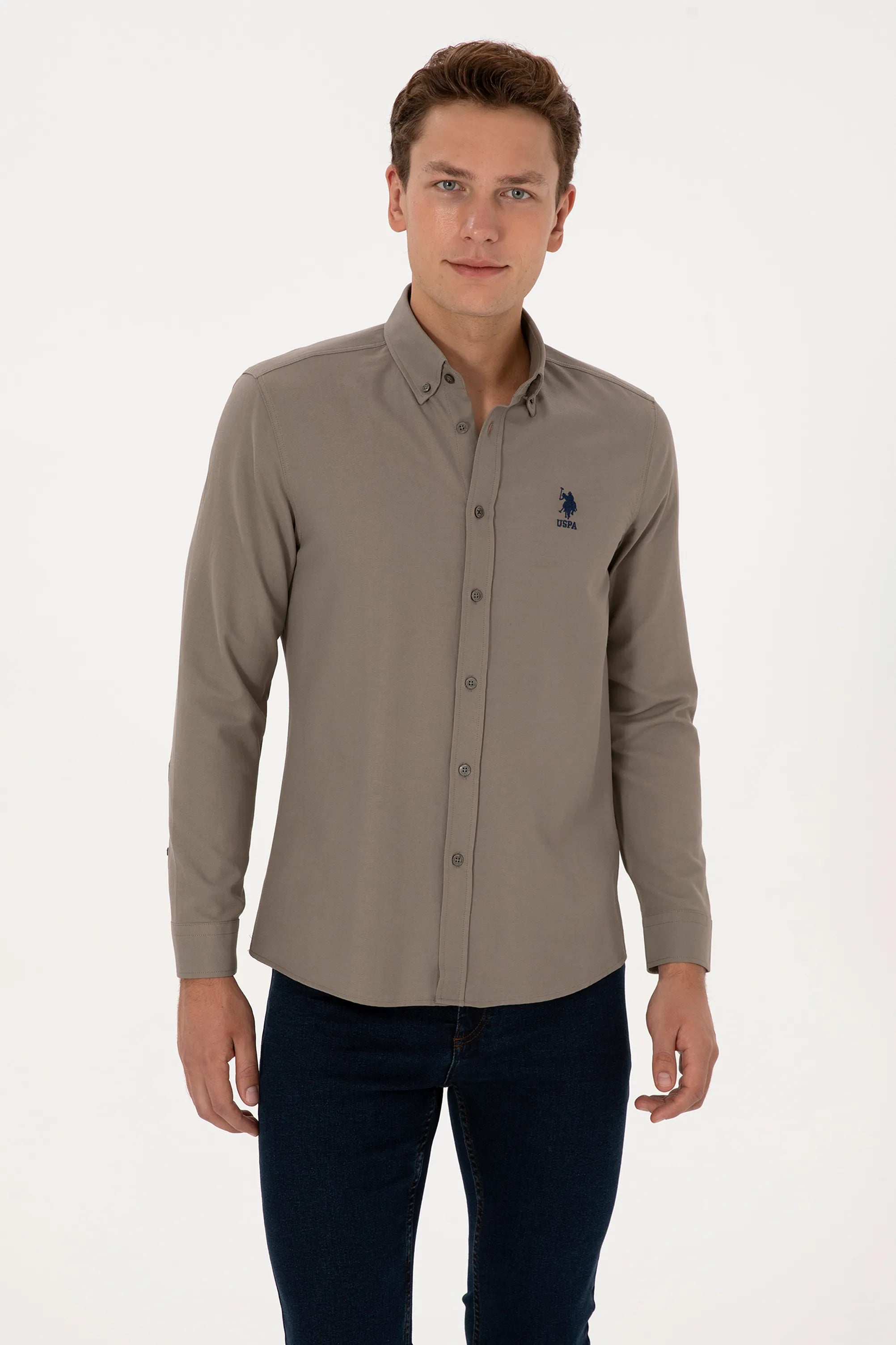 U.S. Polo Assn. Grey Men Vison Shirt Long Sleeve SKU: G081GL0040 2083841_VR052 Image 03