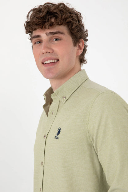 U.S. Polo Assn. Light Khaki Men Light Khaki Long Sleeve Shirt SKU: G081GL0040 2083841_VR183 Image 02