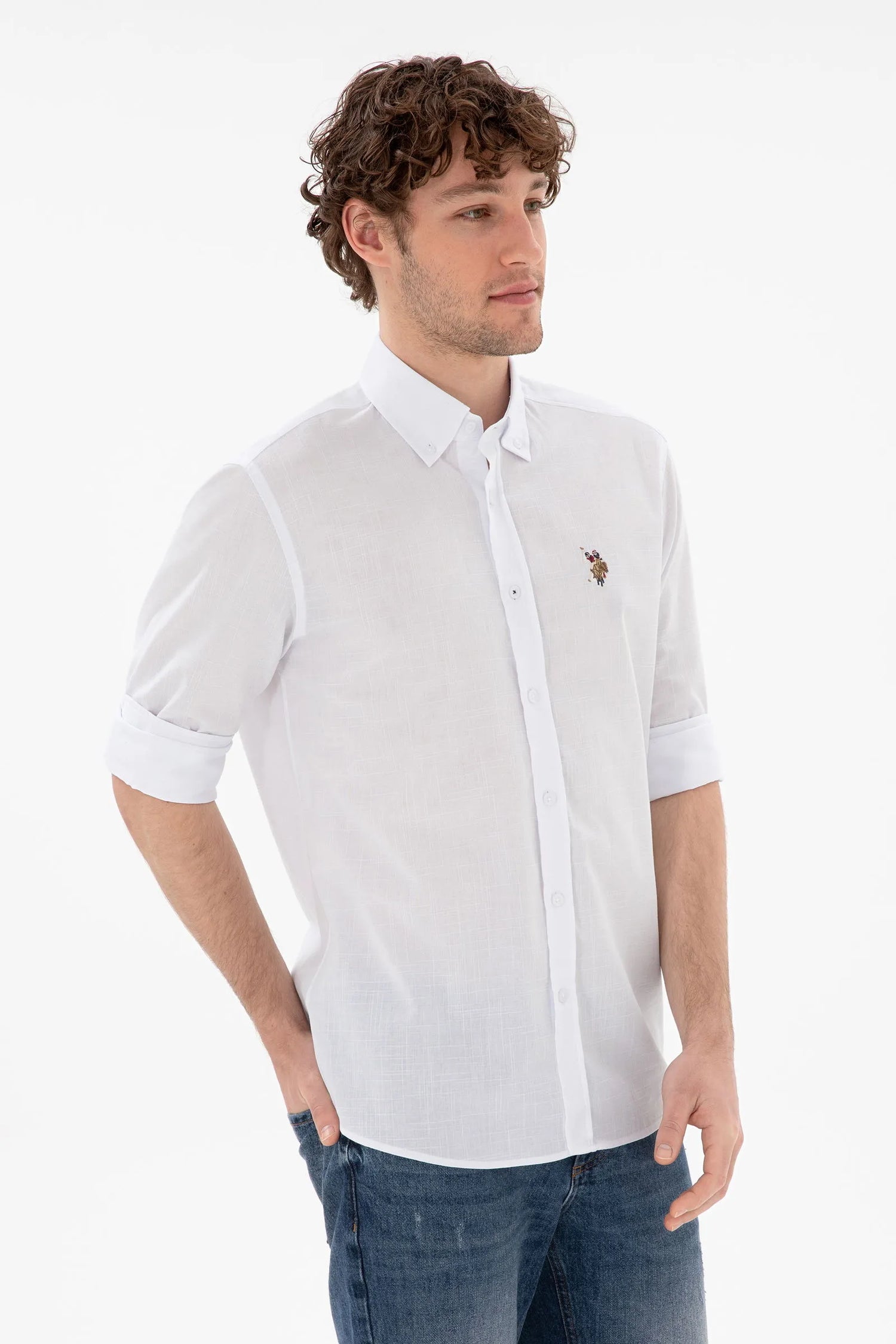U.S. Polo Assn. White Men White Long Sleeve Shirt SKU: G081GL0040 2084002_VR013 Image 01
