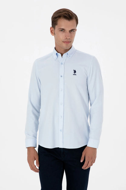 U.S. Polo Assn. Light Blue Men Light Blue Long Sleeve Button Down Oxford Shirt SKU: G081GL0040 2225592_VR003 Image 01
