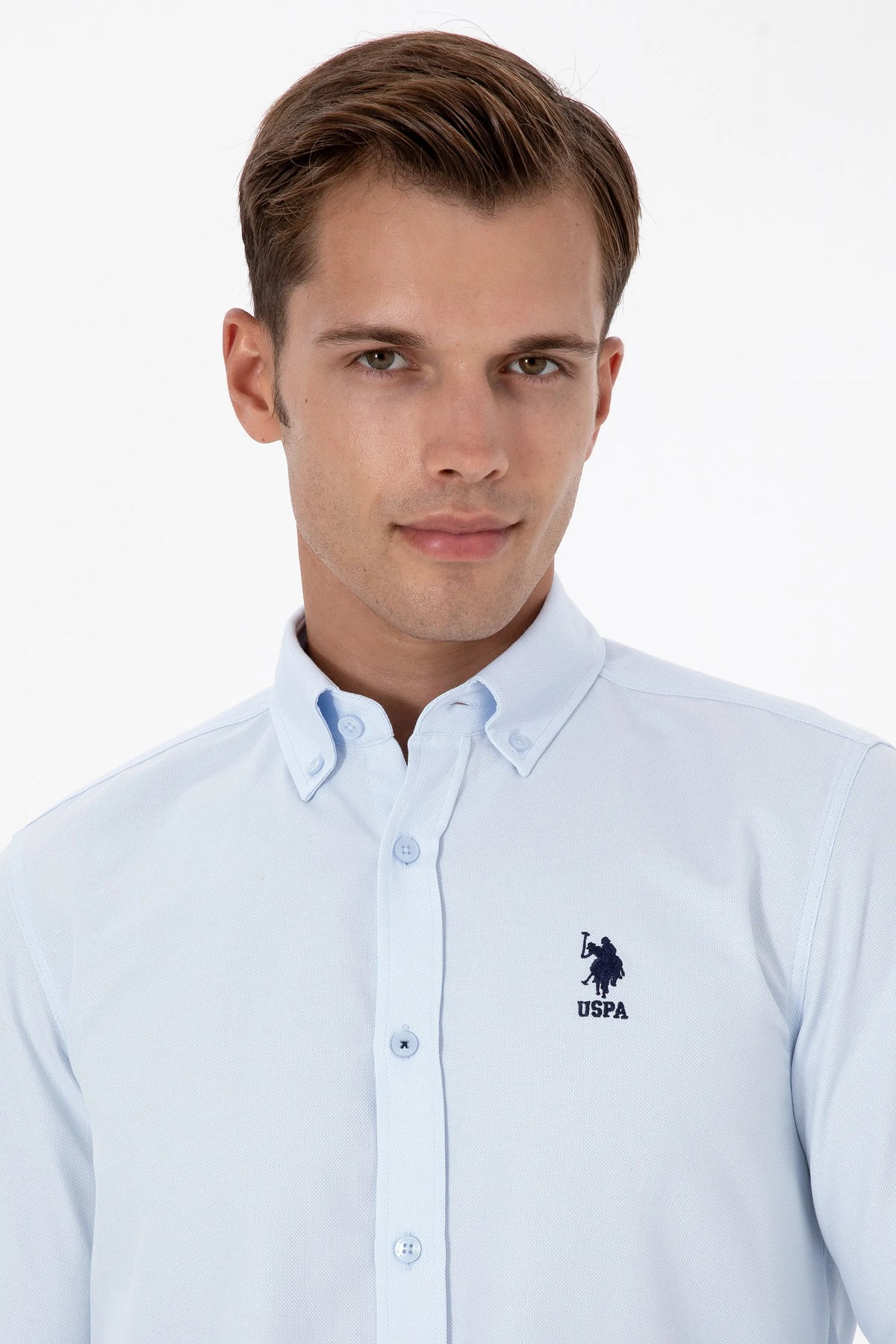 U.S. Polo Assn. Light Blue Men Light Blue Long Sleeve Button Down Oxford Shirt SKU: G081GL0040 2225592_VR003 Image 02