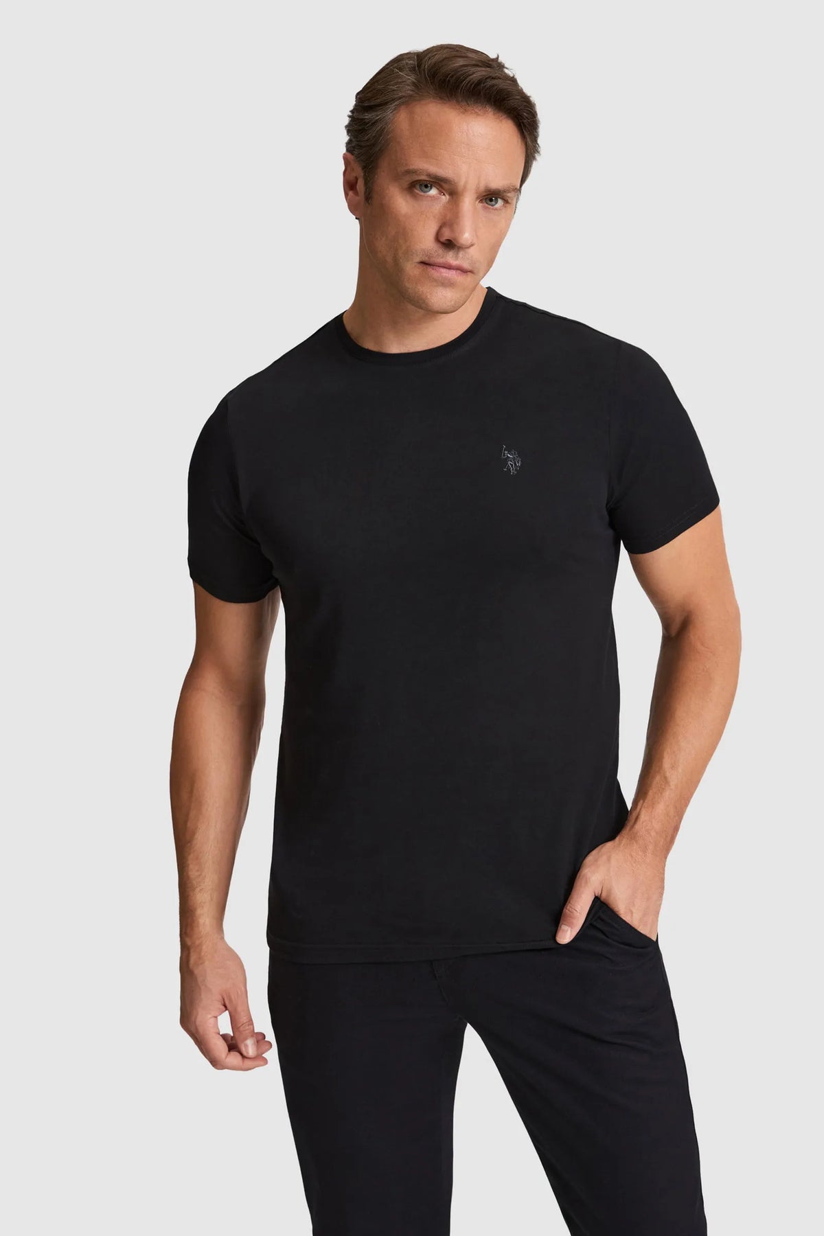 U.S. Polo Assn. Black Men Black Short Sleeve Cotton T-Shirt SKU: G081GL0110 PU-8732_VR046 Image 01