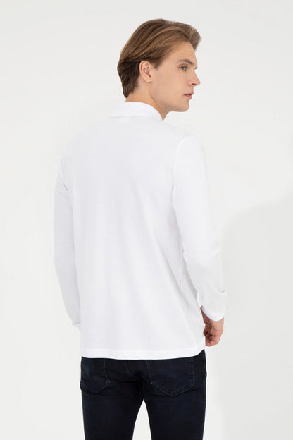 U.S. Polo Assn. White Men White Long Sleeve PiquŽ Polo Shirt SKU: G081GL0820 1451570_VR013 Image 05