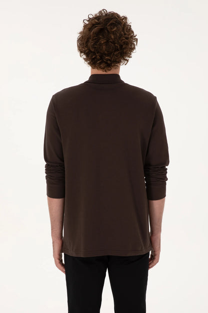U.S. Polo Assn. Dark Brown Men Dark Brown Long Sleeve PiquŽ Polo Shirt SKU: G081GL0820 2225784_VR084 Image 05