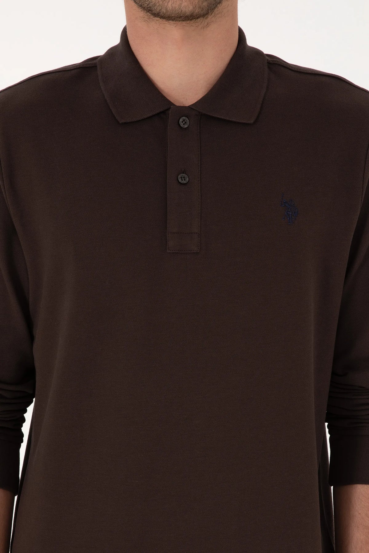 U.S. Polo Assn. Dark Brown Men Dark Brown Long Sleeve PiquŽ Polo Shirt SKU: G081GL0820 2225784_VR084 Image 06