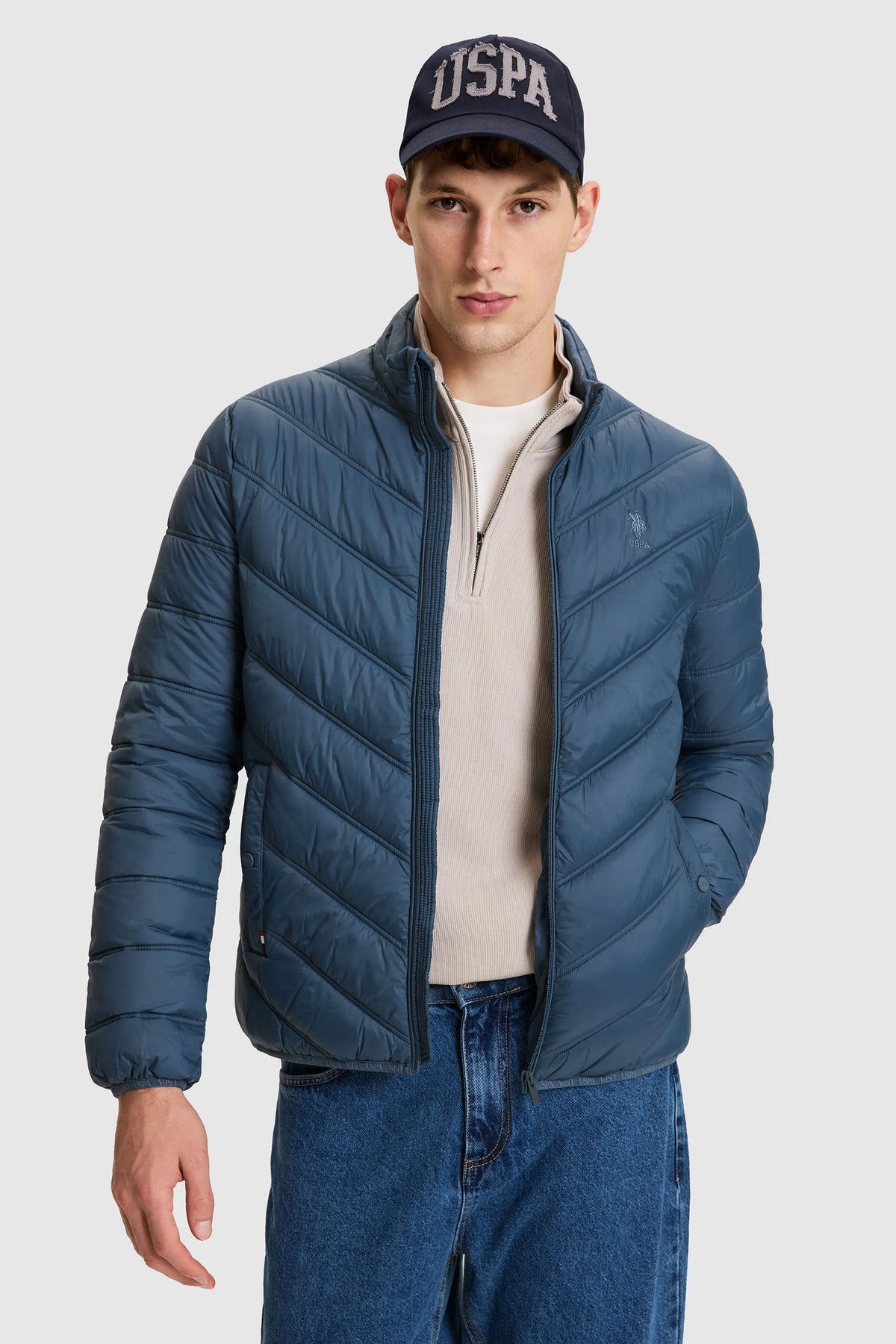 U.S. Polo Assn. Oil Men Oil Chevron Quilted Puffer Jacket SKU: G081GL0MS0 PU-13216_VR102 Image 02