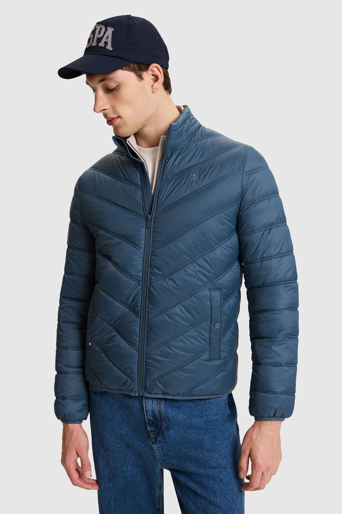 U.S. Polo Assn. Oil Men Oil Chevron Quilted Puffer Jacket SKU: G081GL0MS0 PU-13216_VR102 Image 04