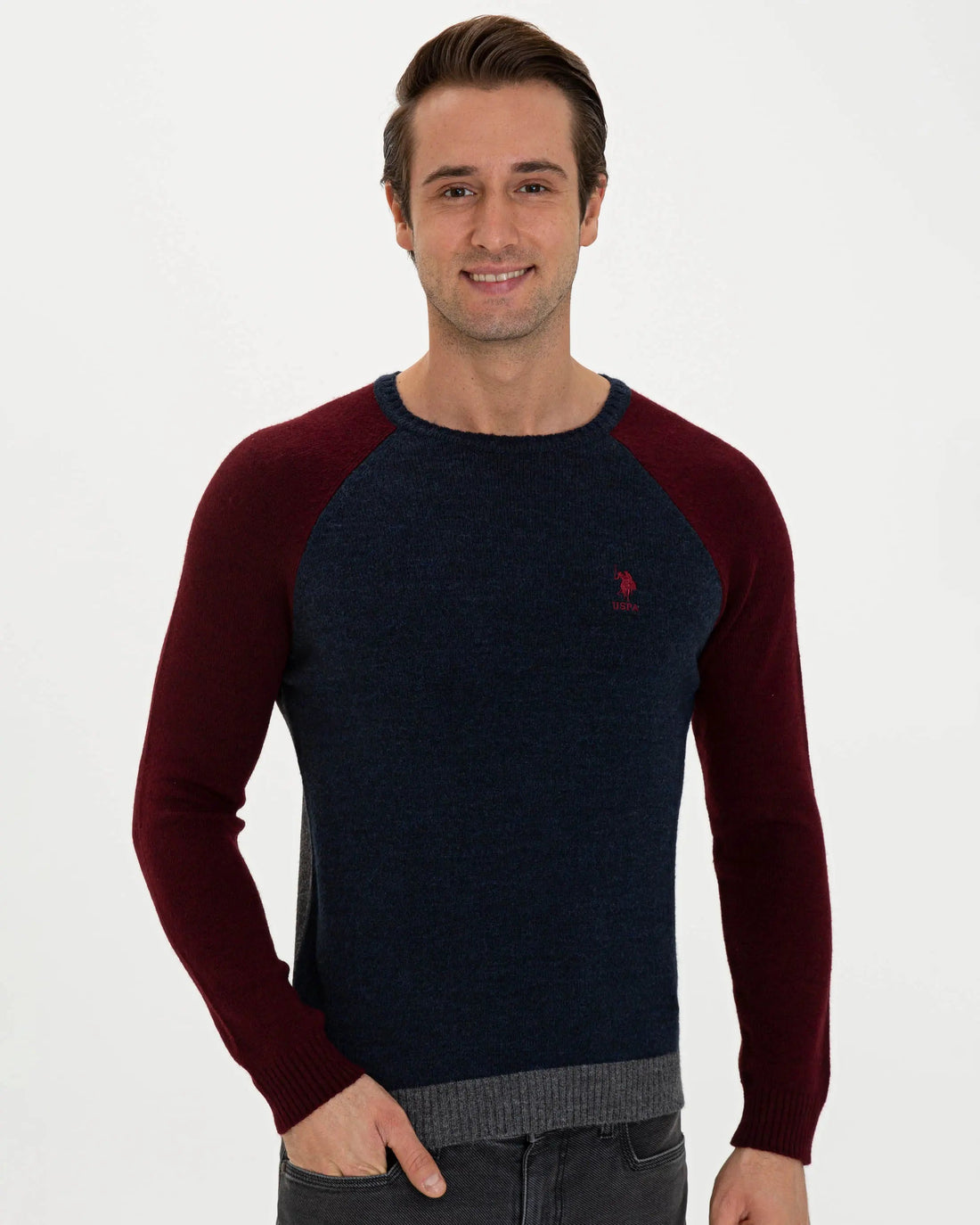 Dark Blue Knitting Jumper - BEVAVA