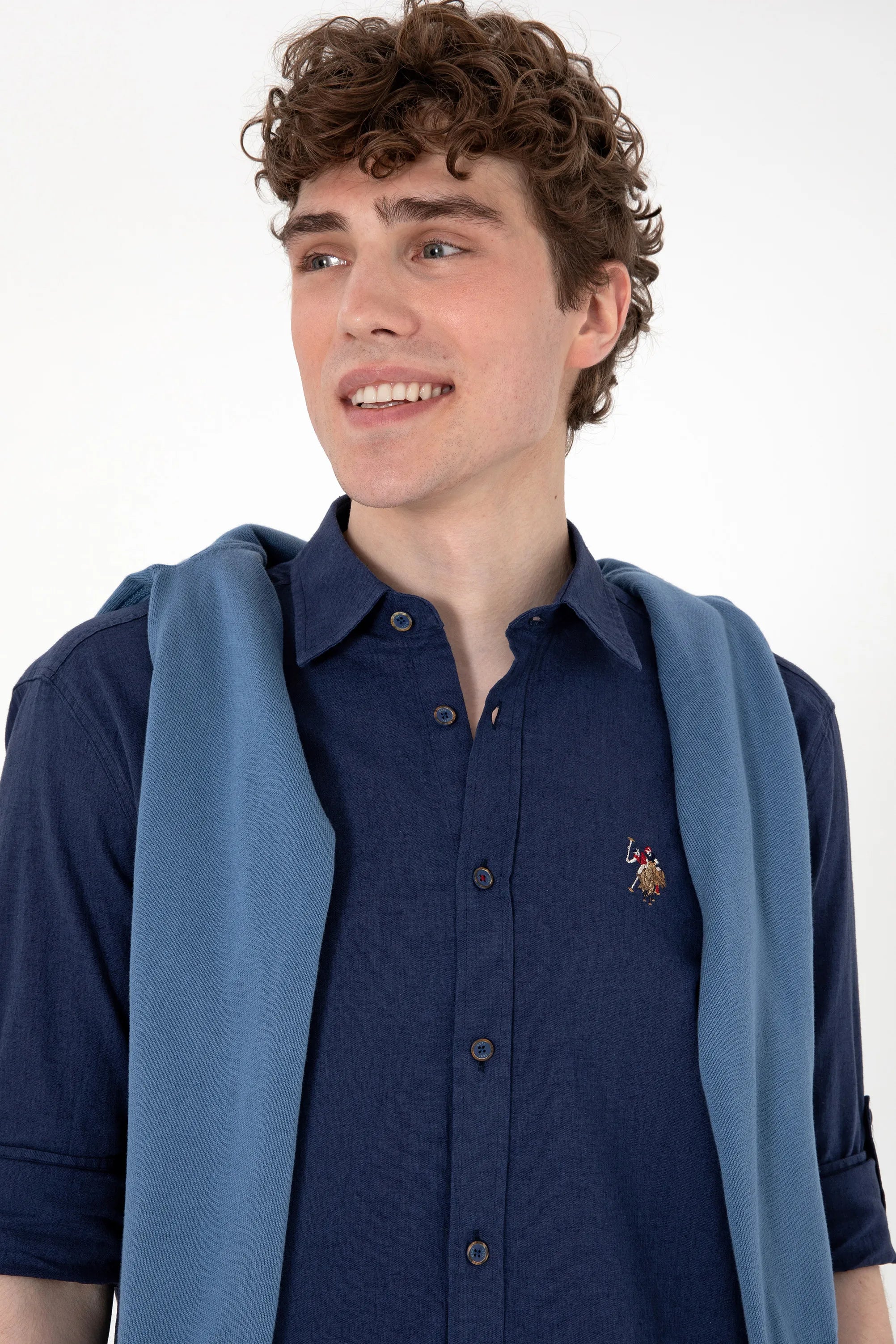 U.S. Polo Assn. Navy Blue Men Navy Blue Shirt Long Sleeve SKU: G081SZ0040 2082527_VR033 Image 02