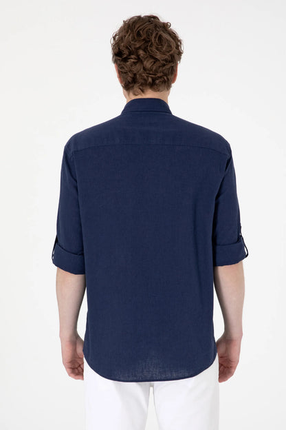 U.S. Polo Assn. Navy Blue Men Navy Blue Shirt Long Sleeve SKU: G081SZ0040 2082527_VR033 Image 05
