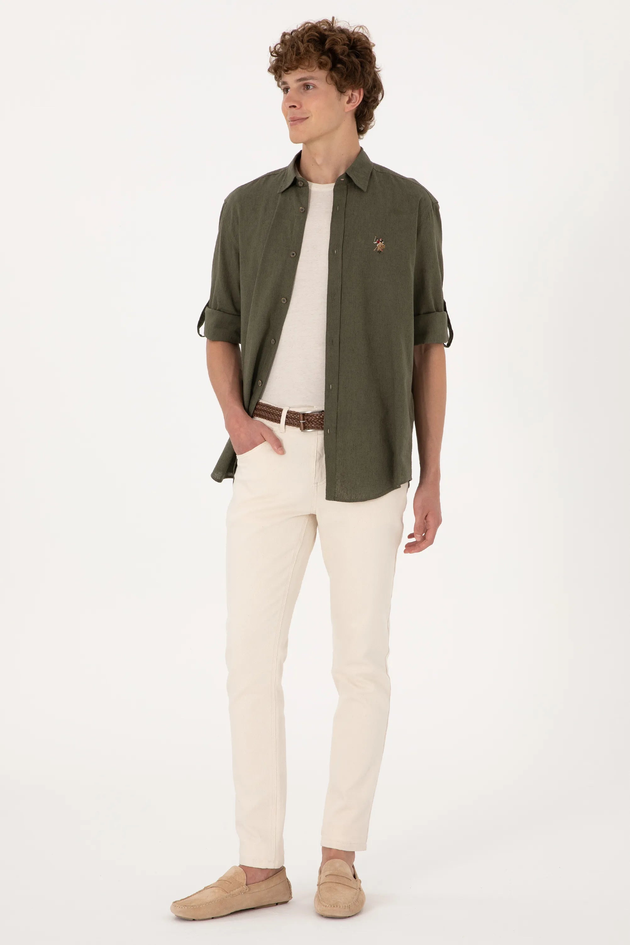 U.S. Polo Assn. Dark Khaki Men Dark Khaki Long Sleeve Shirt SKU: G081SZ0040 2082527_VR111 Image 04