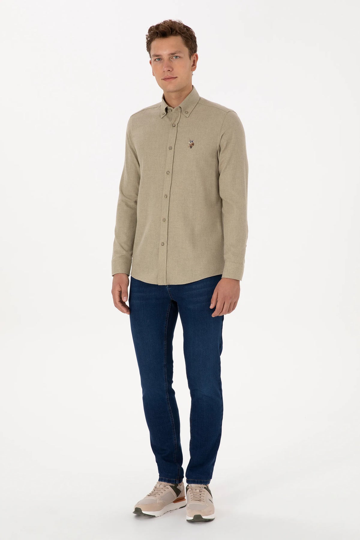 U.S. Polo Assn. Light Khaki Men Light Khaki Long Sleeve Flannel Shirt SKU: G081SZ0040 2225603_VR183 Image 04