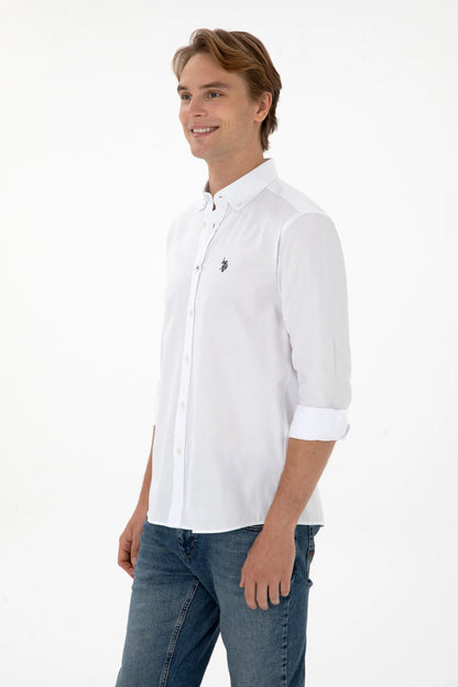 U.S. Polo Assn. White Men White Long Sleeve Slim Fit Poplin Shirt SKU: G081SZ0040 2225630_VR013 Image 03