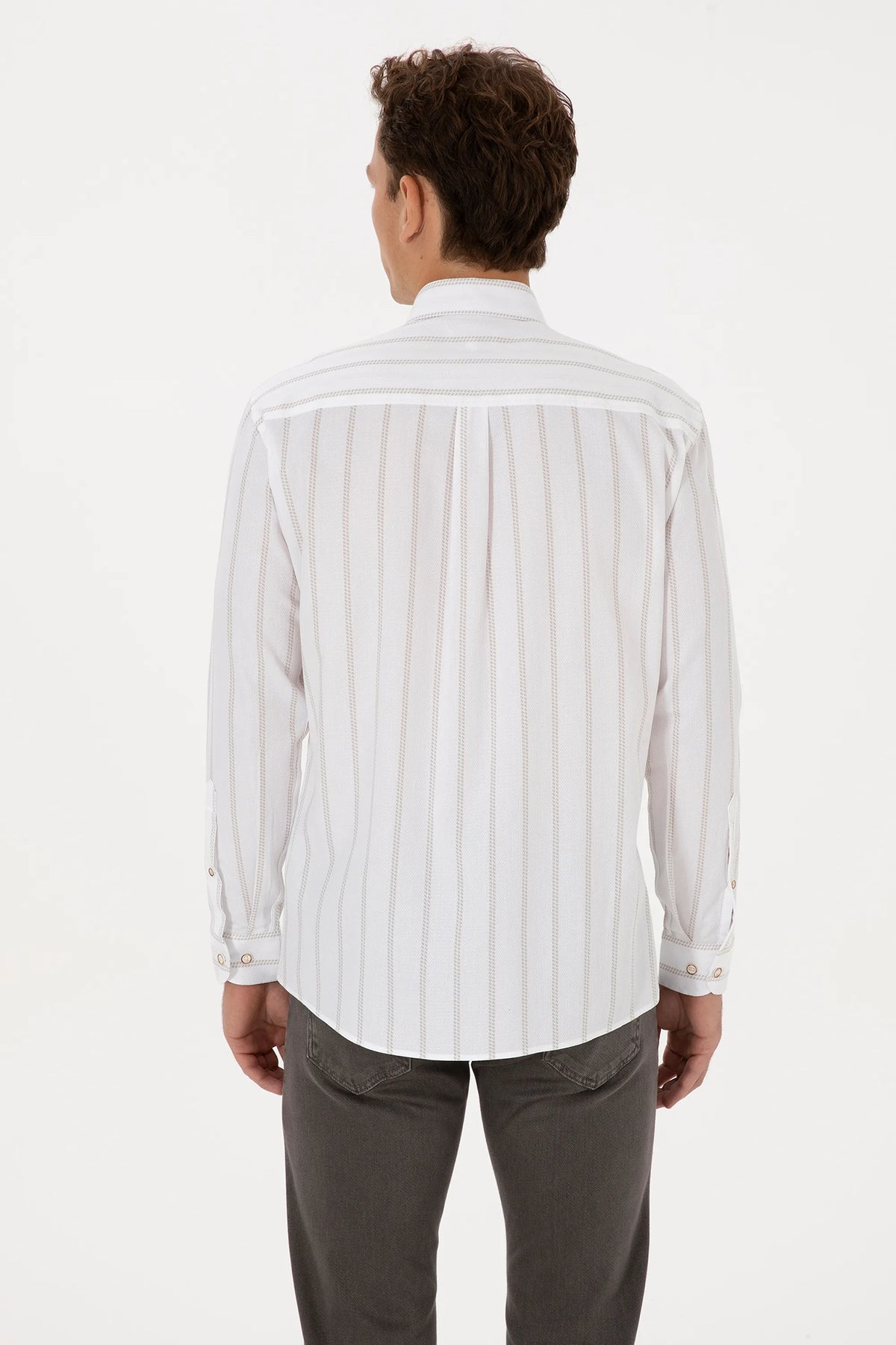 U.S. Polo Assn. Stone Men Stone Long Sleeve Striped Shirt SKU: G081SZ0040 2234519_VR049 Image 05