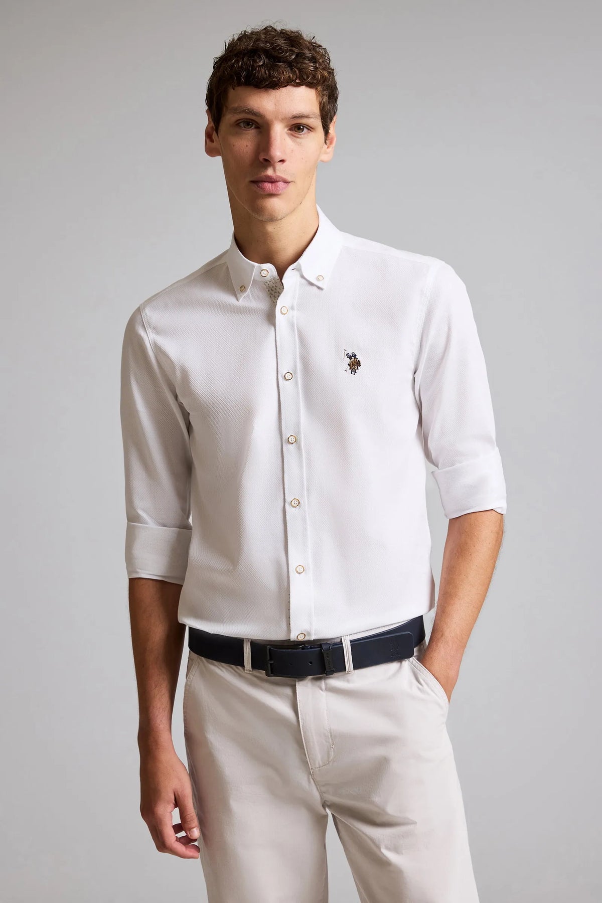 U.S. Polo Assn. White Men White Long Sleeve Fine Oxford Shirt SKU: G081SZ0040 PU-14148_VR013 Image 01