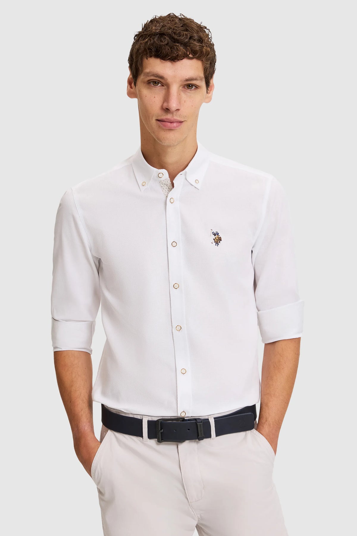 U.S. Polo Assn. White Men White Long Sleeve Fine Oxford Shirt SKU: G081SZ0040 PU-14148_VR013 Image 03