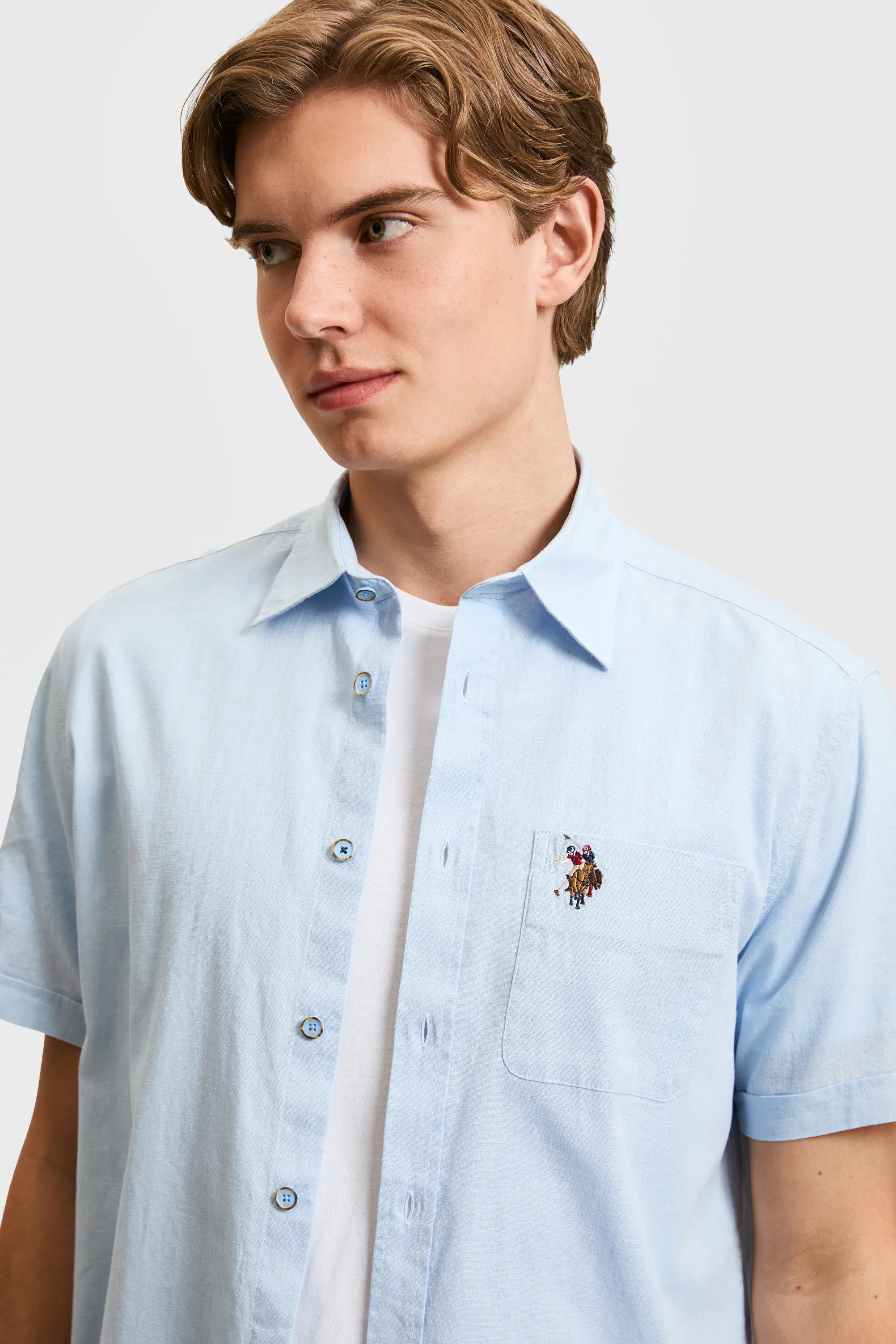 U.S. Polo Assn. Light Blue Men Light Blue Shirt SKU: G081SZ0040 PU-8862_VR003 Image 02