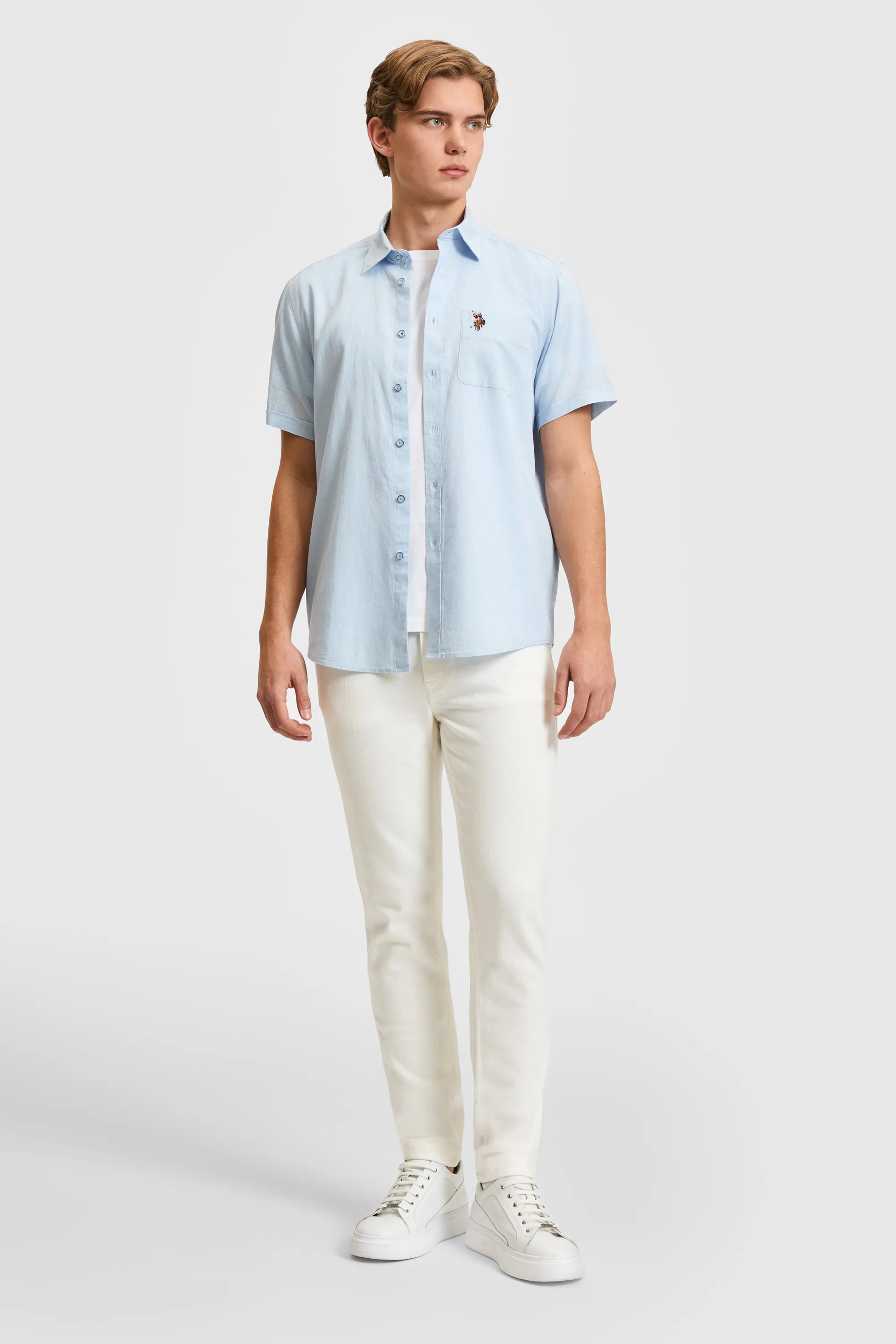 U.S. Polo Assn. Light Blue Men Light Blue Shirt SKU: G081SZ0040 PU-8862_VR003 Image 04