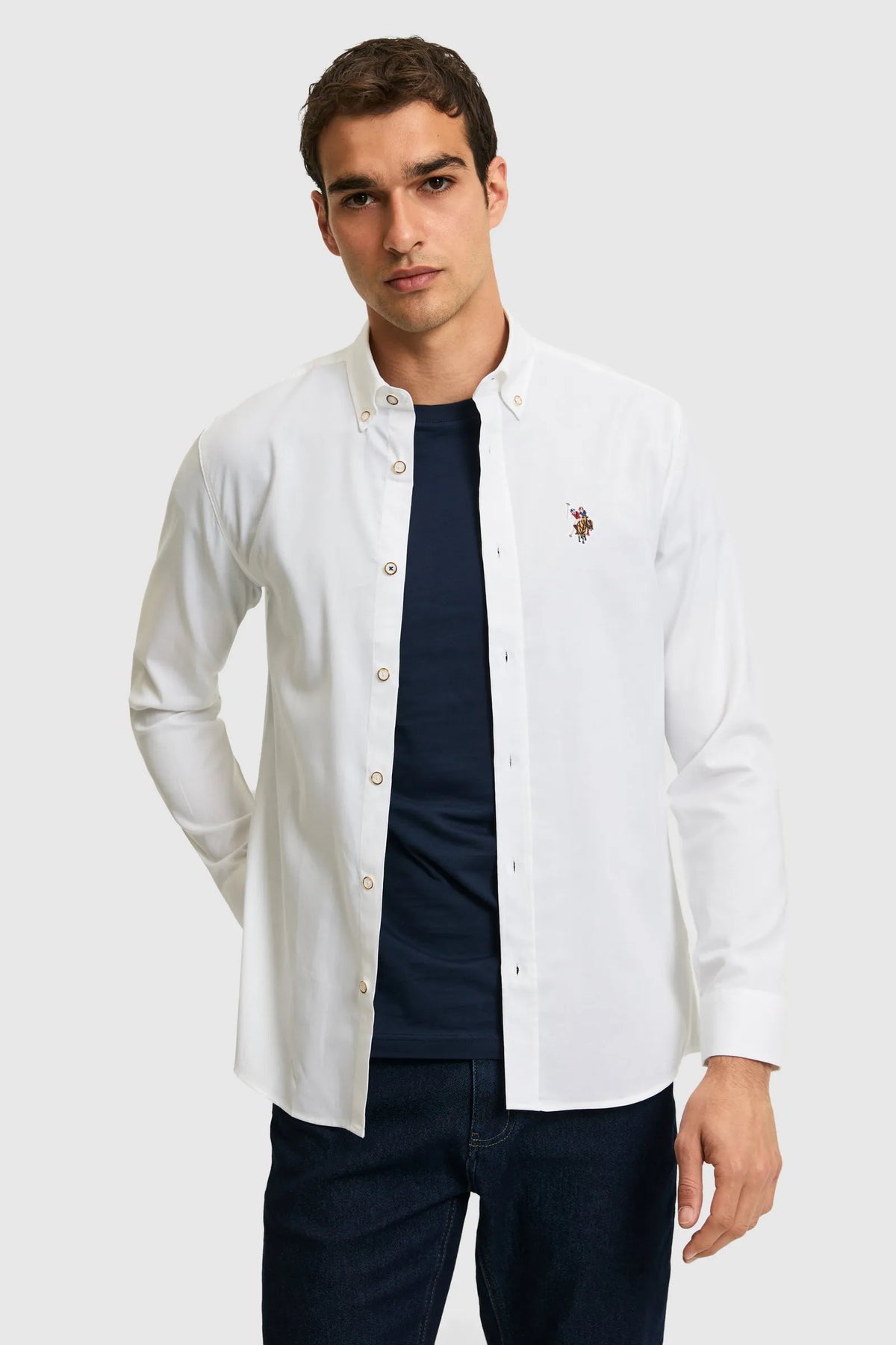 U.S. Polo Assn. White Men White Long Sleeve Button Down Oxford Shirt SKU: G081SZ0040 PU-8889_VR013 Image 01