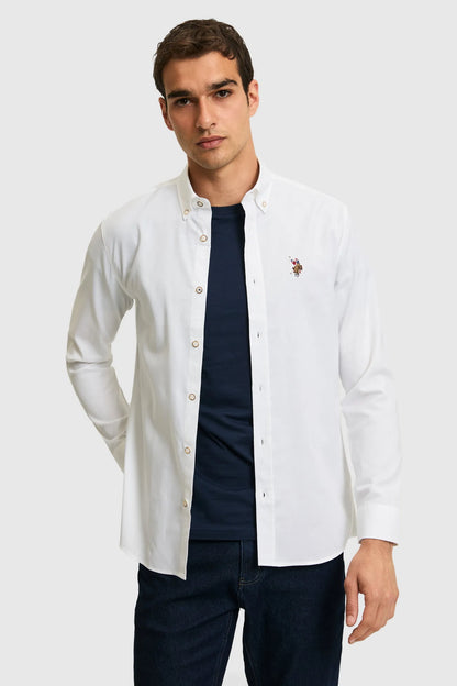 U.S. Polo Assn. White Men White Long Sleeve Button Down Oxford Shirt SKU: G081SZ0040 PU-8889_VR013 Image 01