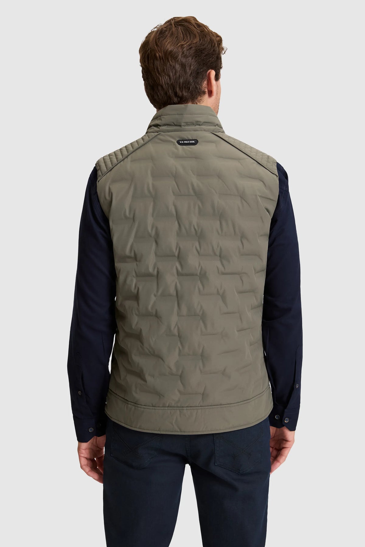 U.S. Polo Assn. Khaki Men Khaki Quilted Vest Jacket SKU: G081SZ0100 PU-13214_VR027 Image 05