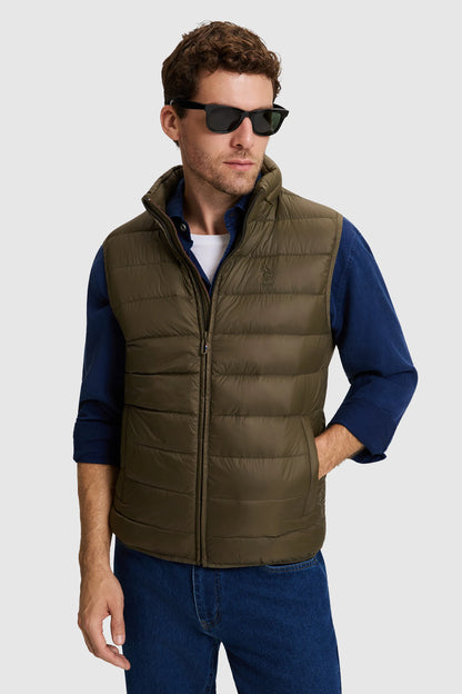 U.S. Polo Assn. Dark Khaki Men Dark Khaki Quilted Vest Jacket SKU: G081SZ0100 PU-13219_VR111 Image 02
