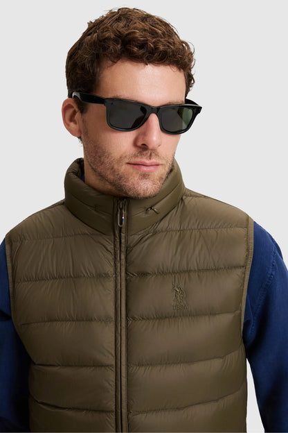 U.S. Polo Assn. Dark Khaki Men Dark Khaki Quilted Vest Jacket SKU: G081SZ0100 PU-13219_VR111 Image 03