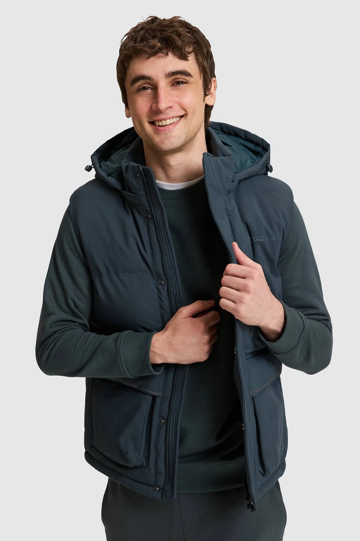 U.S. Polo Assn. Fog Men Fog Hooded Softshell Vest Jacket SKU: G081SZ0100 PU-14699_VR076 Image 01