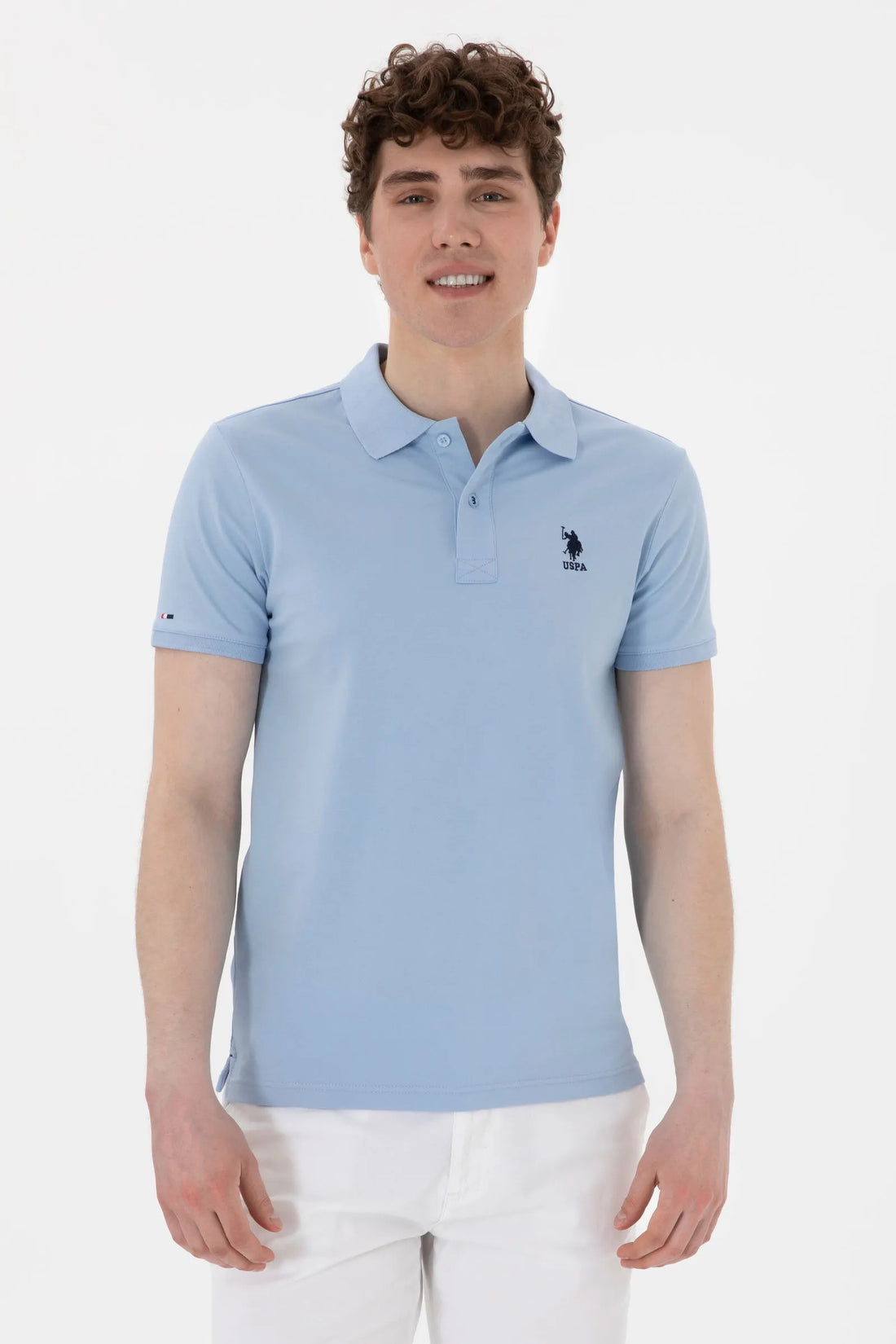 U.S. Polo Assn. Light Blue Men Light Blue Polo Shirt SKU: G081SZ0110 2084040_VR003 Image 01
